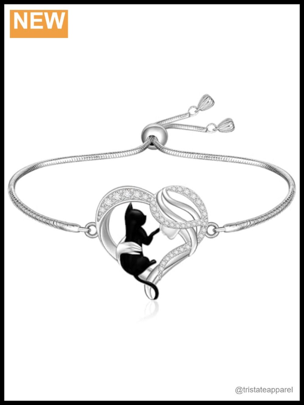 S925 Sterling Silver Cat Bracelet Adjustable Link Charm